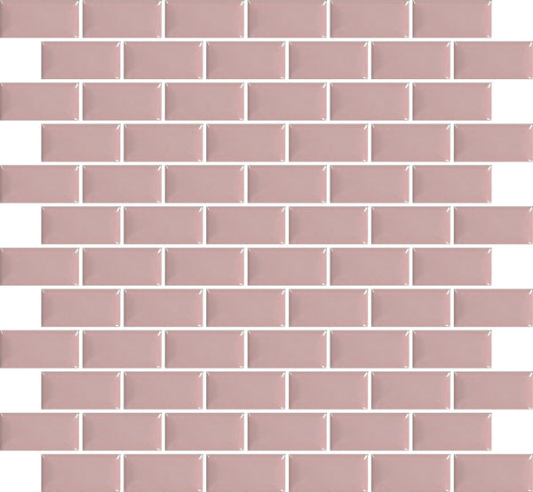 Mini Subway blush self-adhesive tiles product image showing the brick formation of the mosaic