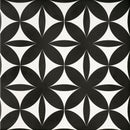 Product Image of the Floral Eclipse tile showing the black and white floral design