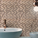 Glamour Bronze Mosaic lifestyle image showing the product being used in the bathroom, behind a sink