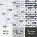Grout image for Modern Carrera showing the mosaic with white grout, grey grout and dark grey grout