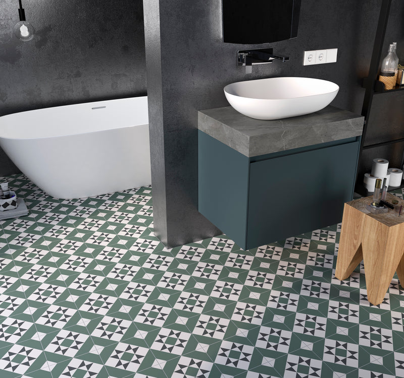 Green Tile Diamond Pattern Diamond Green Mix Wall & Floor Tile- House of Mosaics