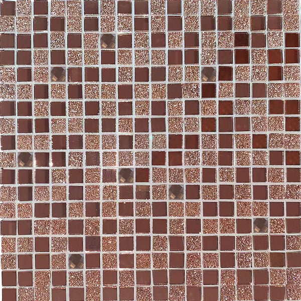 Glimmer Copper Self-Adhesive mosaic product images showing the copper glitter effect pieces