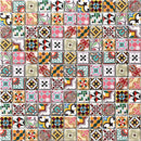 Geometric Blush mosaic tile product image showing the bright bold pattern and colours of this Mosaic