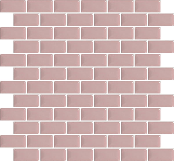 Mini Subway blush self-adhesive tiles product image showing the brick formation of the mosaic