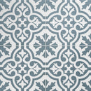 Product image showing the blue and white floral pre-scored 450 x 450mm tile.