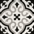 Product image of Classic tile showing the floral grey, black and white design 