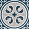 Product image showing the Floral Collection Vintage Floral tile, in a blue, white and light brown/cream colour pattern