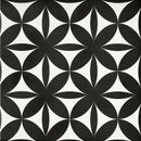 Product Image of the Floral Eclipse tile showing the black and white floral design
