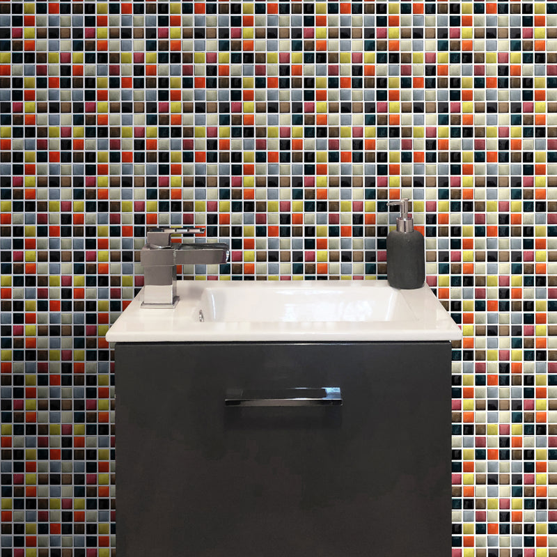 Rio Remix mosaic lifestyle image being used behind a bathroom sink