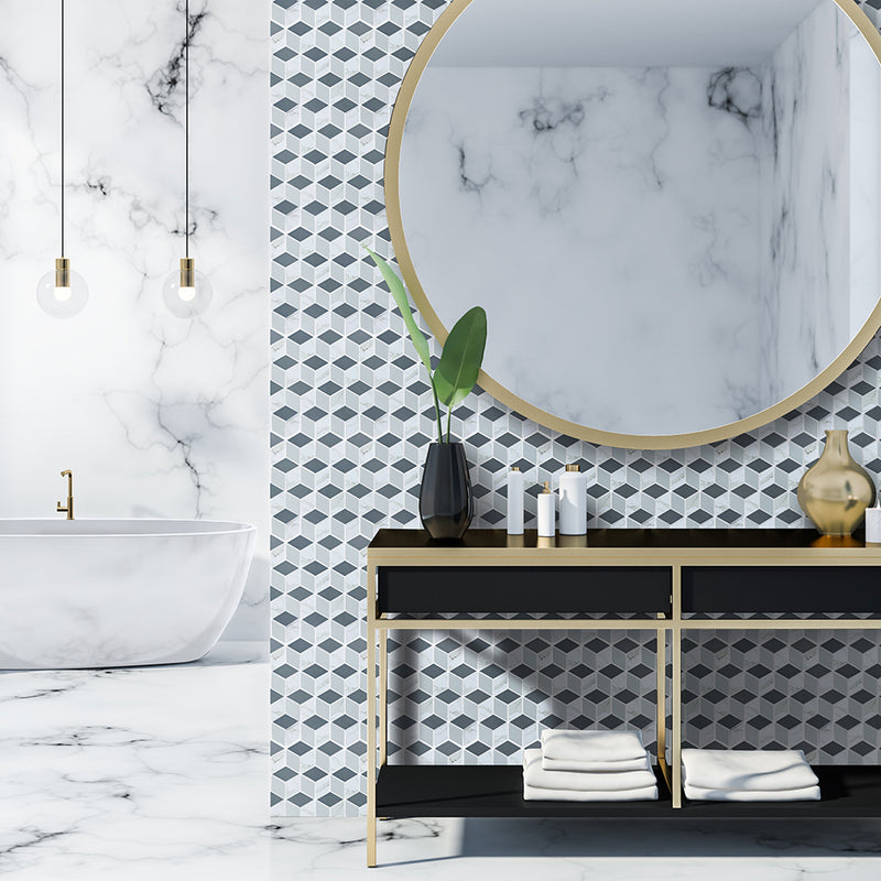 Geo Grey Hex Mosaic Tile