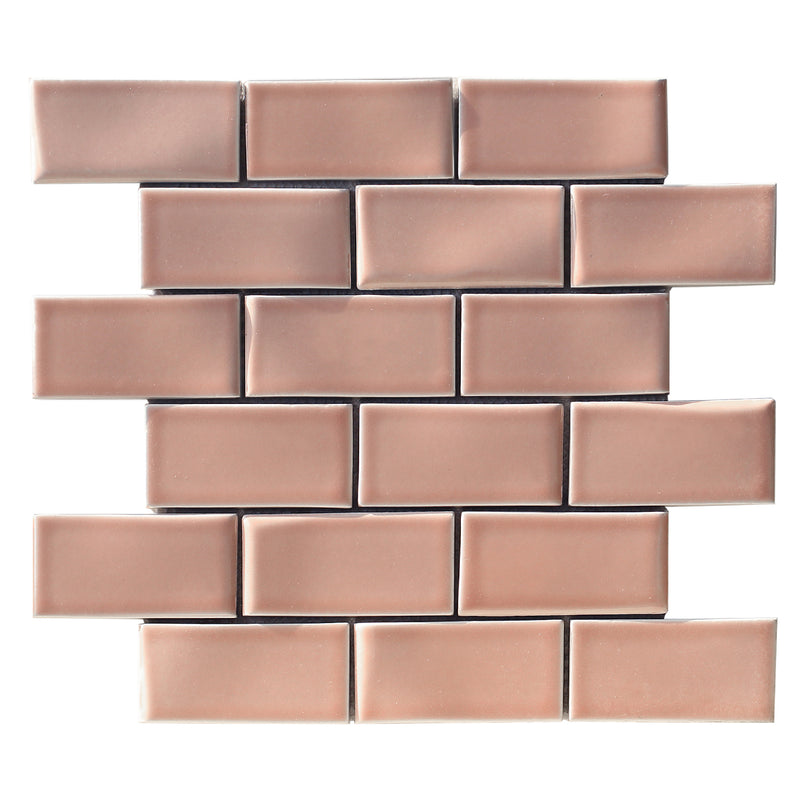 Brick shaped mosaic in a mid pink shade