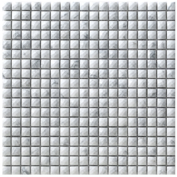 The Vienna Luxe mosaic, showing the small square diamante effect pieces in a white and grey marble effect