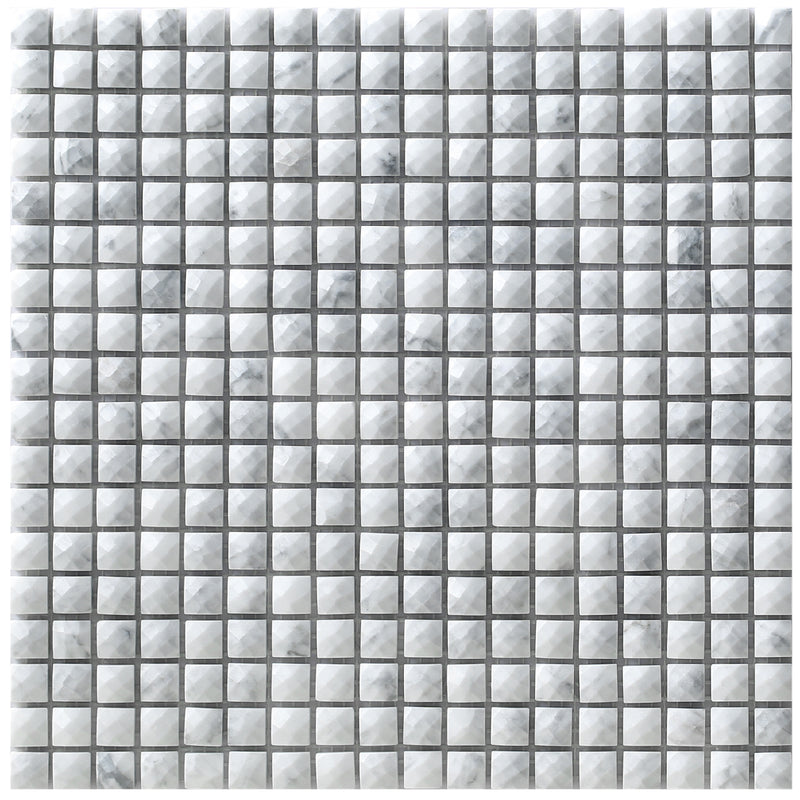 The Vienna Luxe mosaic, showing the small square diamante effect pieces in a white and grey marble effect