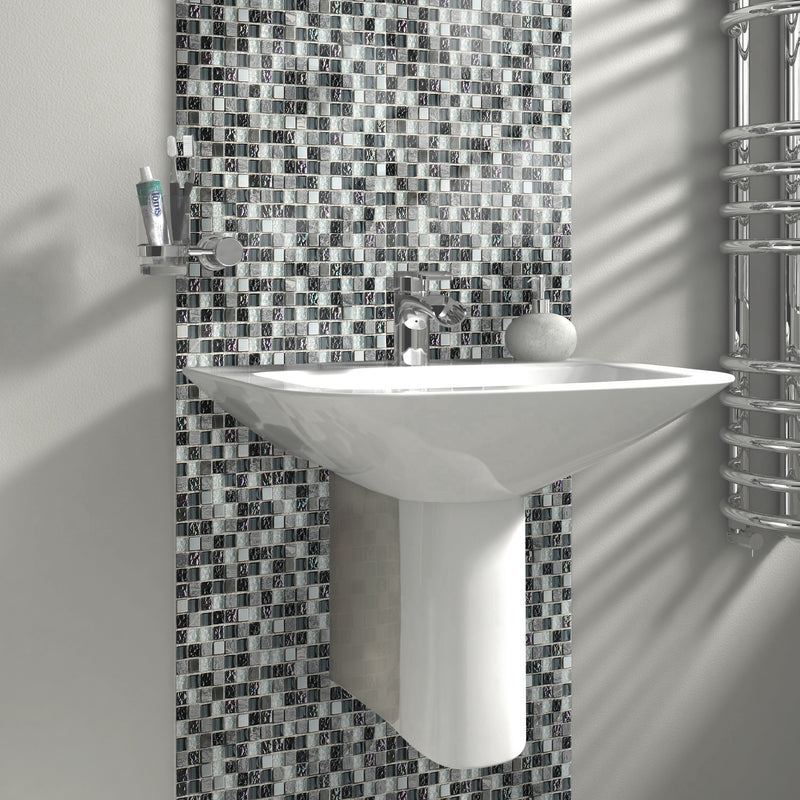 Petrol Marble Mix - Peel and Stick Mosaic Tile