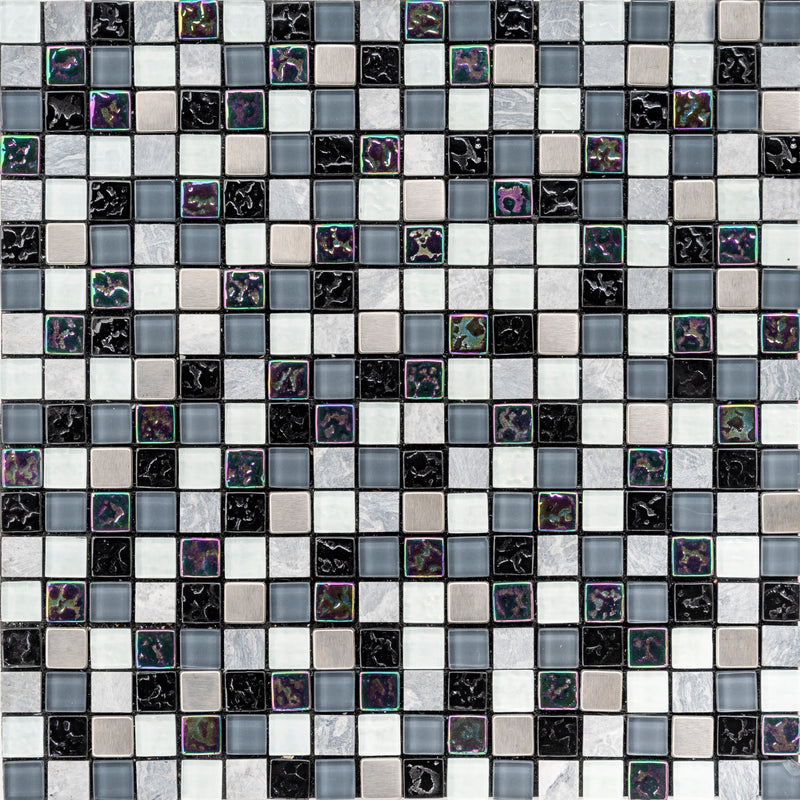 Petrol Marble Mix - Peel and Stick Mosaic Tile