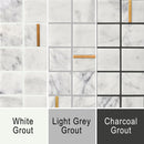 Grout image for Cairo showing the white marble mosaic with white grout, grey grout and dark grey grout