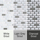 Grout image for Modern Carrera showing the mosaic with white grout, grey grout and dark grey grout