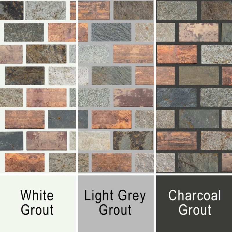 Grout image for Dylan showing the mosaic with white grout, grey grout and dark grey grout