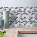 Gatsby mosaic lifestyle image showing the mosaic being used as a border behind a kitchen counter