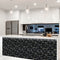 Venice Luxe Black mosaic being used on the side of a kitchen island as a feature piece