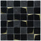 Venice Black Luxe mosaic tile sheet product image showing Black Marquina tile and reflective glass pieces