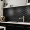 The Venice Black Mosaic being used in a kitchen as a splashback behind the sink, and creating a zoned area.